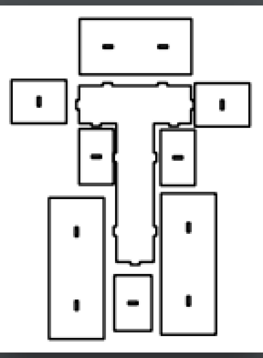 vector descargable para reproducir una caja de letra T. Utiliza tu máquina de corte CNC para la realización de este proyecto.