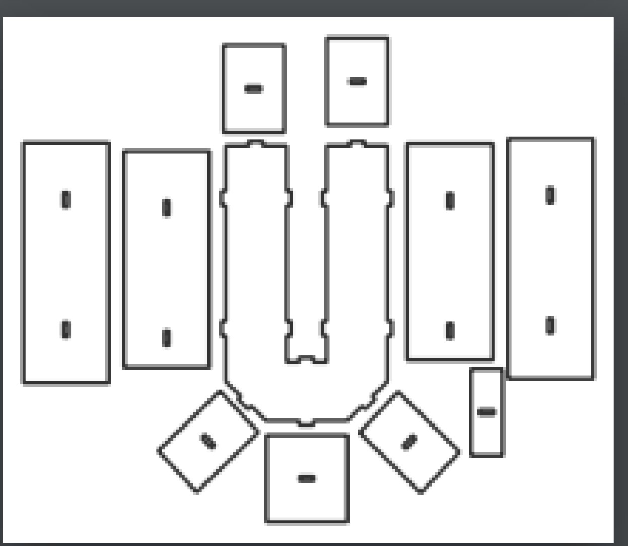 vector descargable para reproducir una caja de letra U. Utiliza tu máquina de corte CNC para la realización de este proyecto.