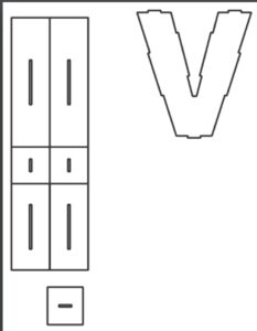 Caja de letra V