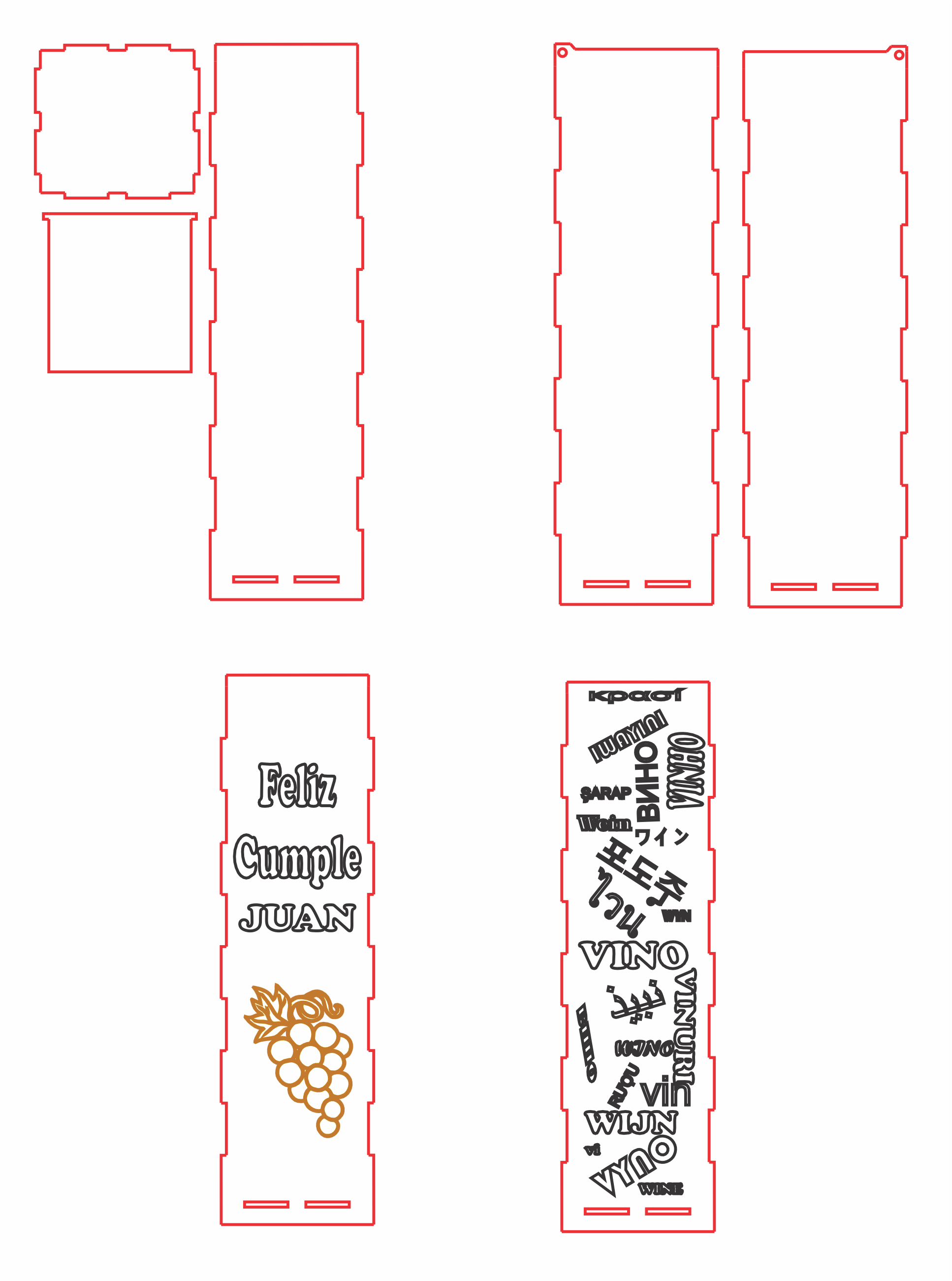 vector descargable para reproducir una caja para vino. Utiliza tu máquina de corte CNC para la realización de este proyecto.