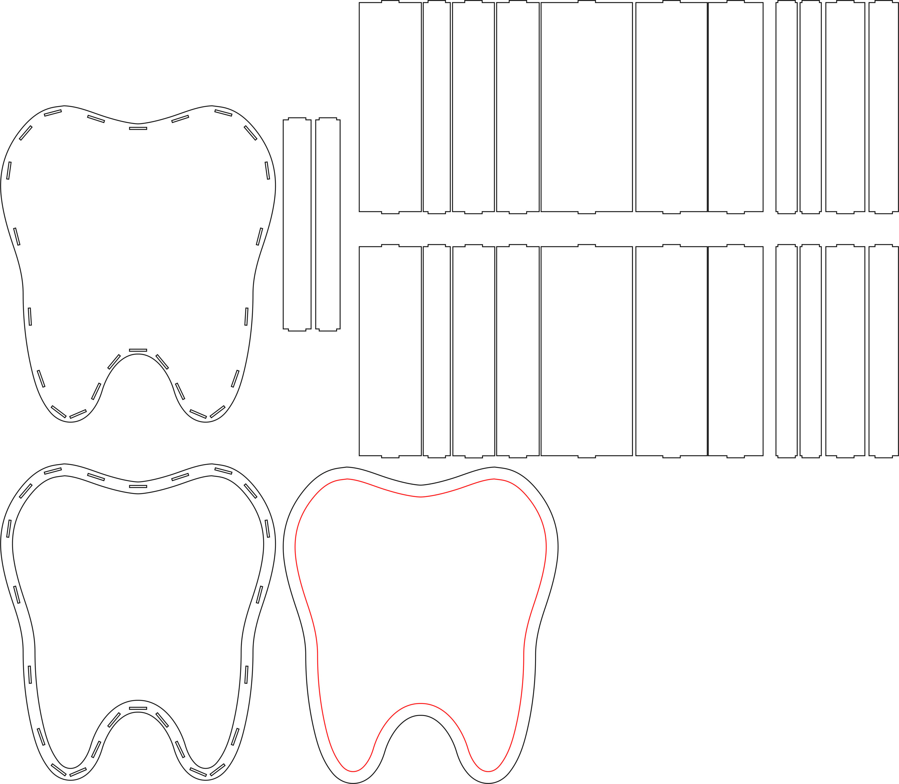 vector descargable para reproducir una caja para dientes. Utiliza tu máquina de corte CNC para la realización de este proyecto.