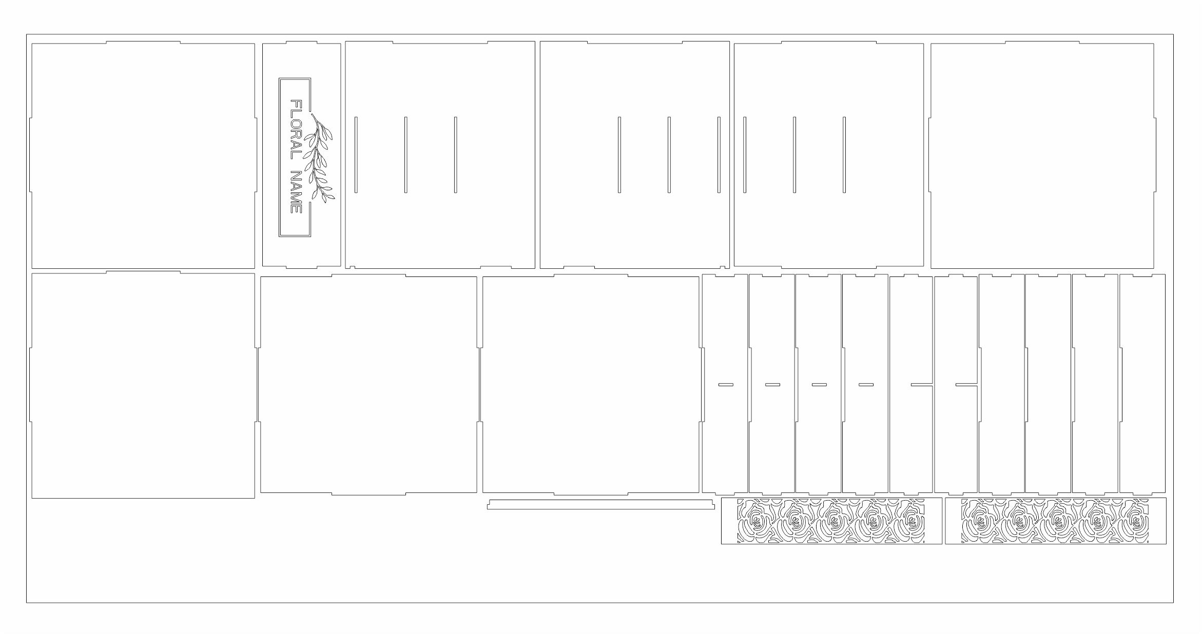 vector descargable para reproducir una caja floral.  Utiliza tu máquina de corte CNC para la realización de este proyecto.