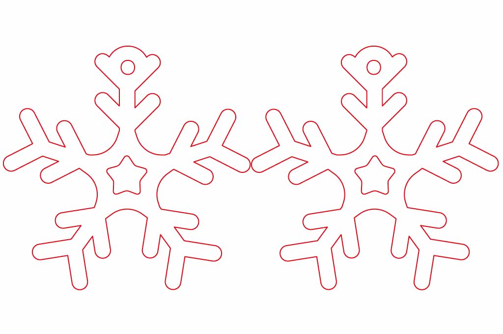 vector descargable para reproducir el diseño de aretes de copo de nieve. Utiliza tu máquina de corte CNC para la realización de este proyecto.