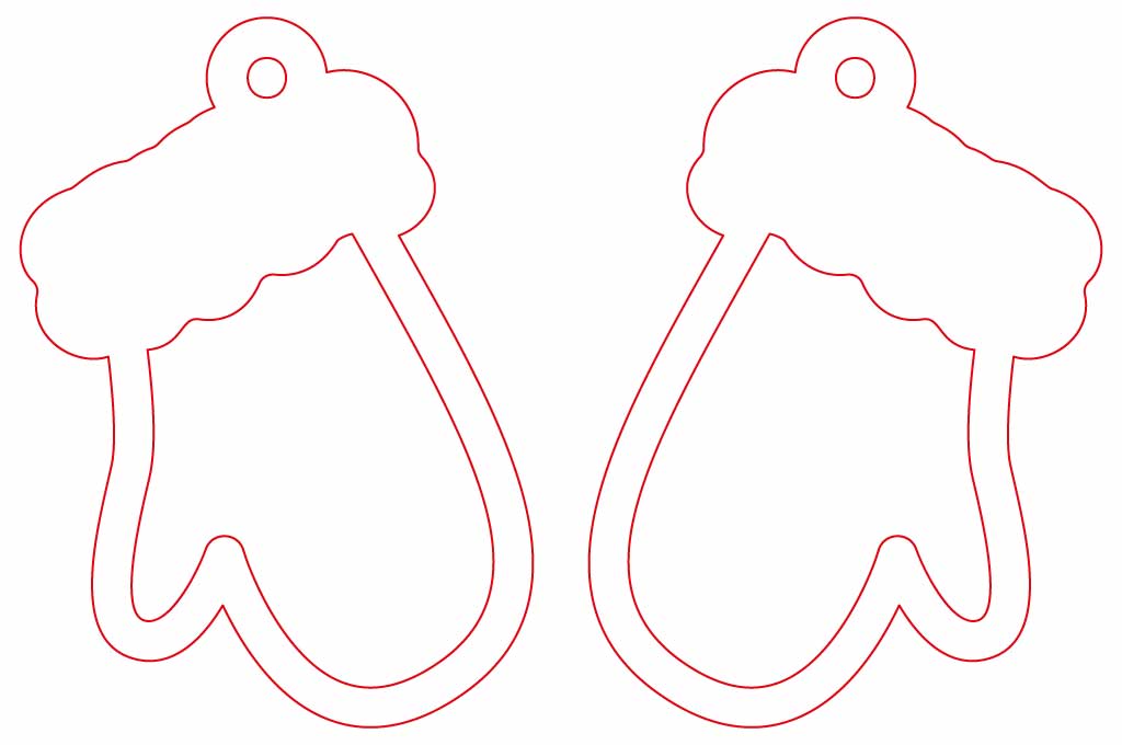 vector descargable para reproducir el diseño de unos aretes en forma de guante. Utiliza tu máquina de corte CNC para la realización de este proyecto.