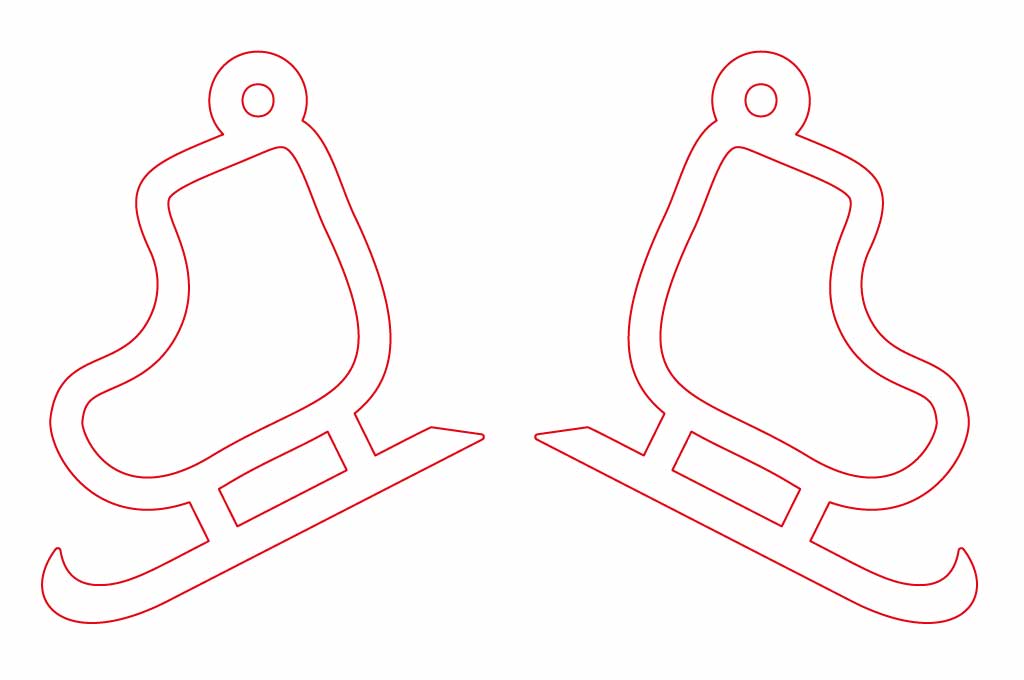 vector descargable para reproducir el diseño de unos aretes en forma de patines de hielo.