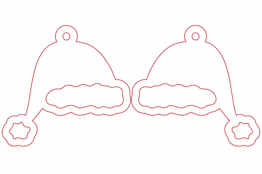 vector descargable para reproducir el diseño de unos aretes en forma de gorro navideño. Utiliza tu máquina de corte CNC