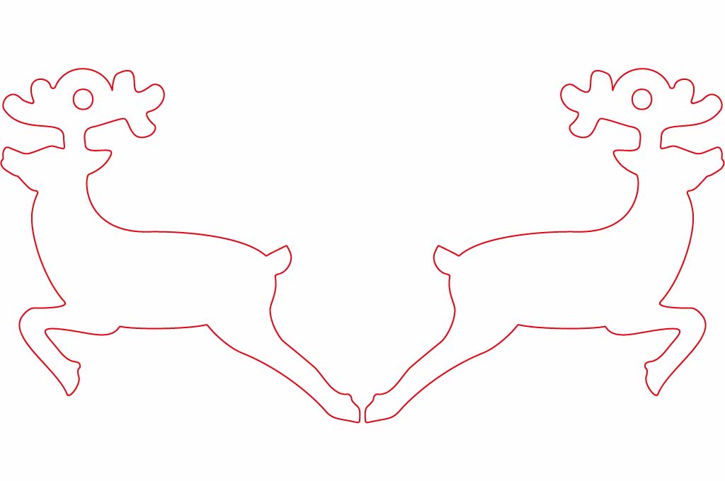 vector descargable para reproducir el diseño de unos aretes en forma de reno.  Utiliza tu máquina de corte CNC