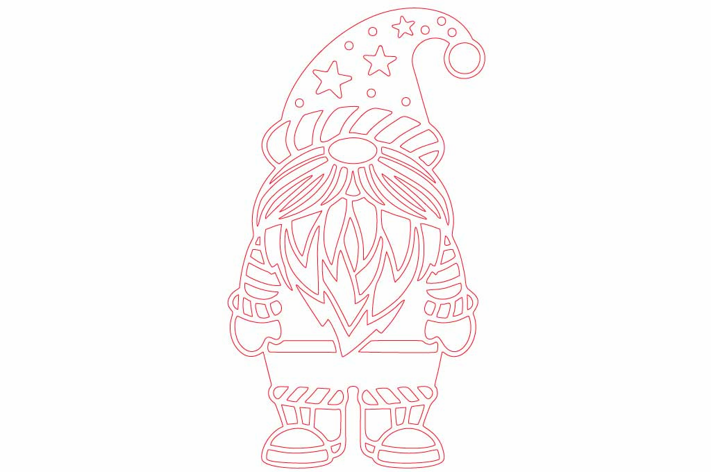 vector descargable para reproducir el diseño de un gnomo navideño.  Utiliza tu máquina de corte CNC para la realización de este proyecto.