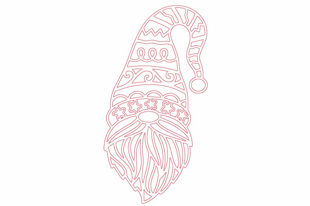 vector descargable para reproducir el diseño de un gnomo navideño.  Utiliza tu máquina de corte CNC para la realización de este proyecto.