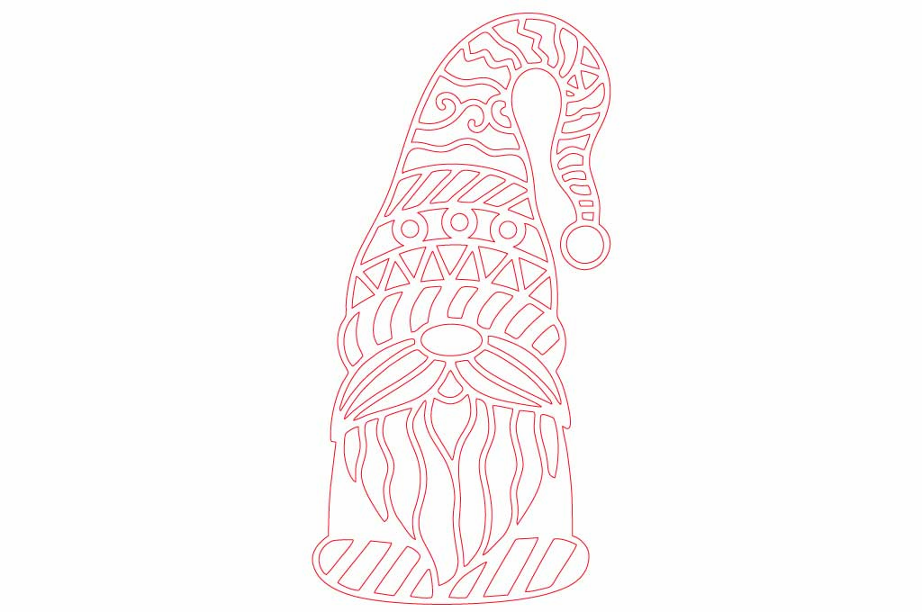 vector descargable para reproducir el diseño de un gnomo navideño.  Utiliza tu máquina de corte CNC para la realización de este proyecto.