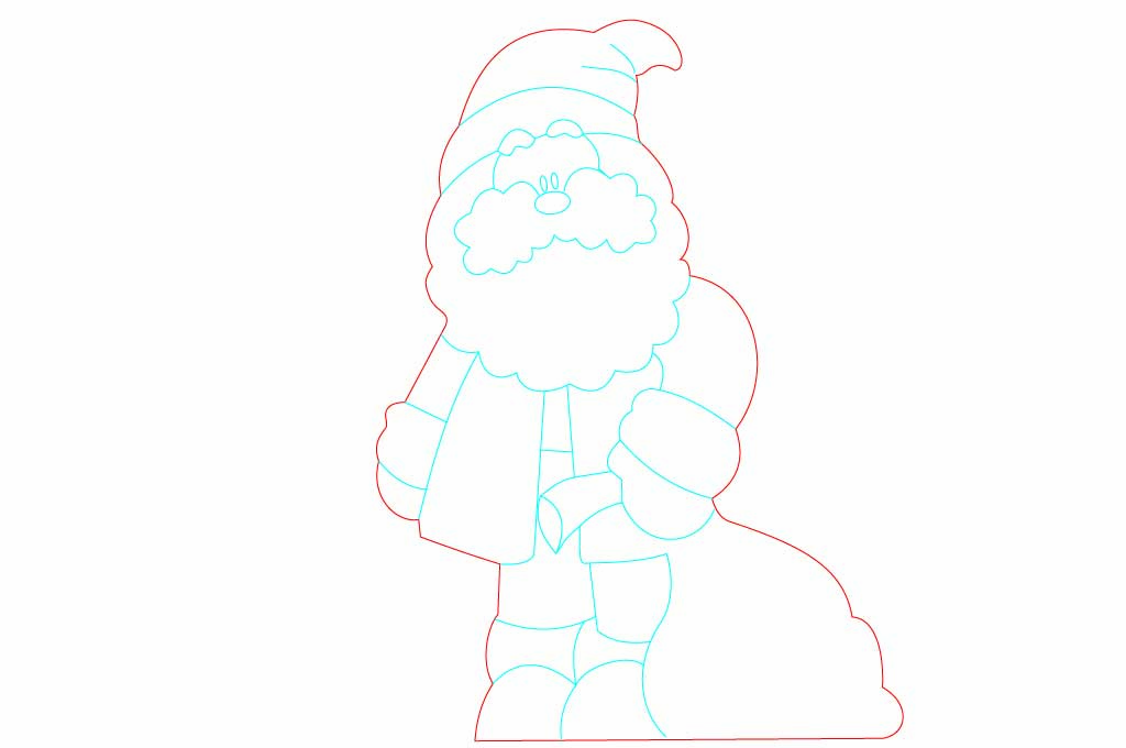 vector descargable para reproducir el diseño de una figura de Santa Claus..  Utiliza tu máquina de corte CNC para la realización de este proyecto.