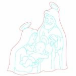 vector descargable para reproducir el diseño de una figura con la imagen de José, María y niño Jesús  Utiliza tu máquina de corte CNC