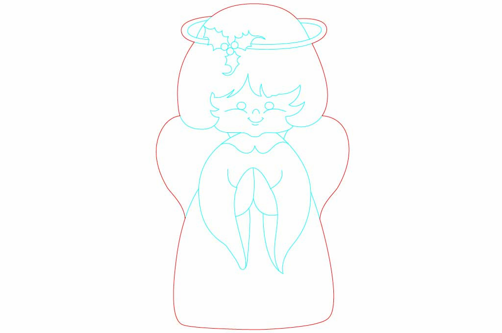 vector descargable para reproducir el diseño de un ángel navideño.  Utiliza tu máquina de corte CNC para la realización de este proyecto.