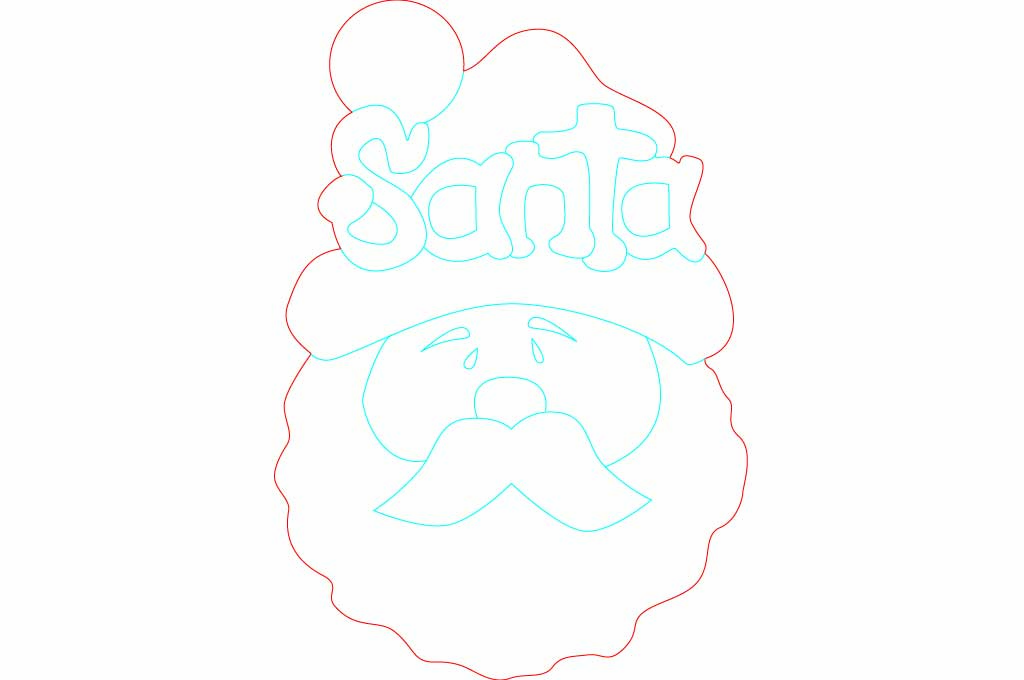 vector descargable para reproducir el diseño de un Santa Claus.  Utiliza tu máquina de corte CNC para la realización de este proyecto.