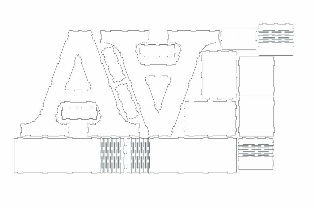 vector descargable para reproducir el diseño de una caja en forma de letra A.  Utiliza tu máquina de corte CNC