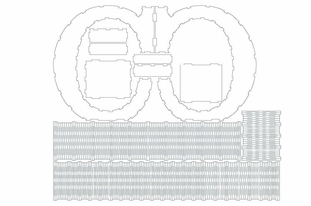 vector descargable para reproducir el diseño de una caja en forma de letra C.  Utiliza tu máquina de corte CNC