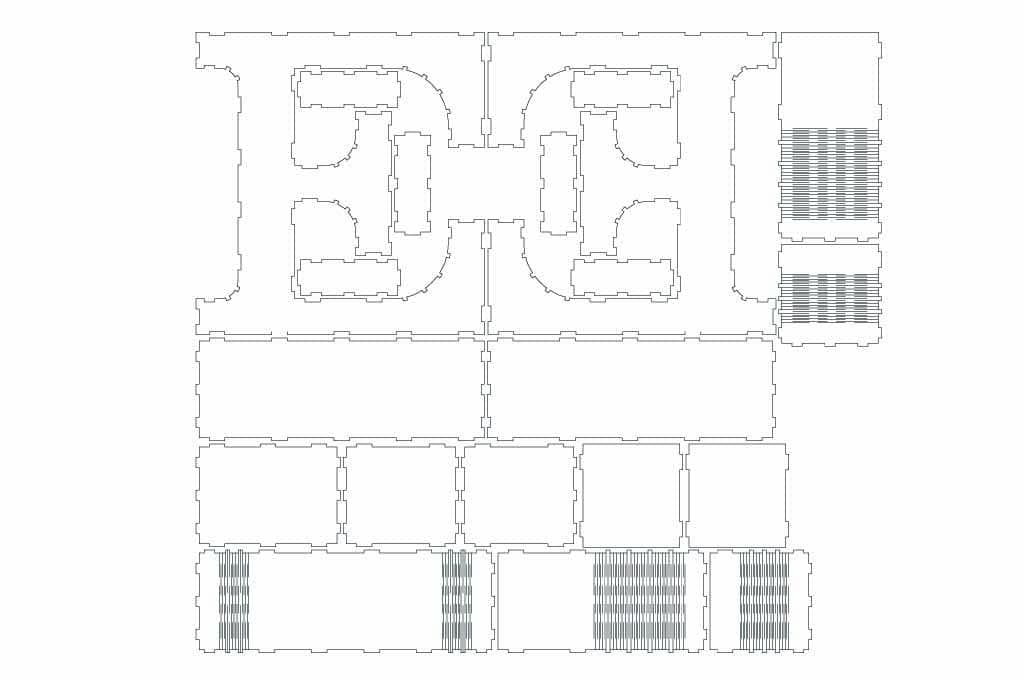 Caja letra E — vector para corte CNC