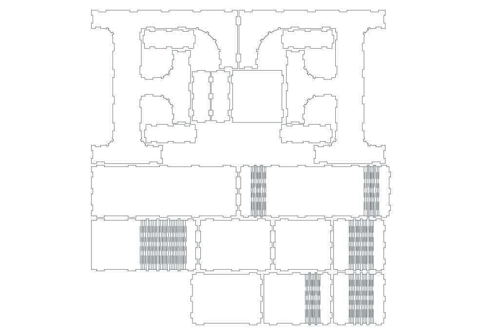 Caja letra F — vector para corte CNC