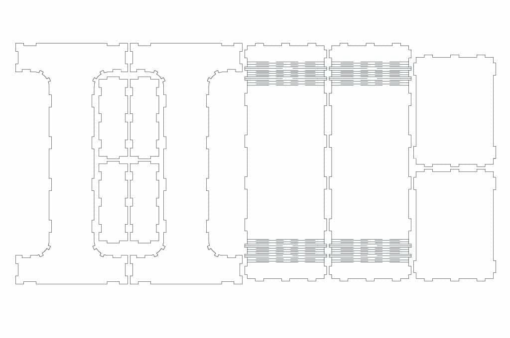 vector descargable para reproducir el diseño de una caja en forma de letra I.   Utiliza tu máquina de corte CNC