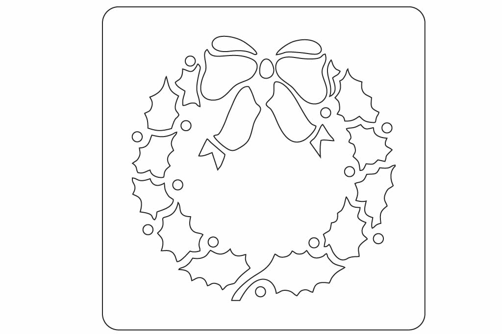 vector descargable para reproducir el diseño de un stencil en forma de corona navideña.