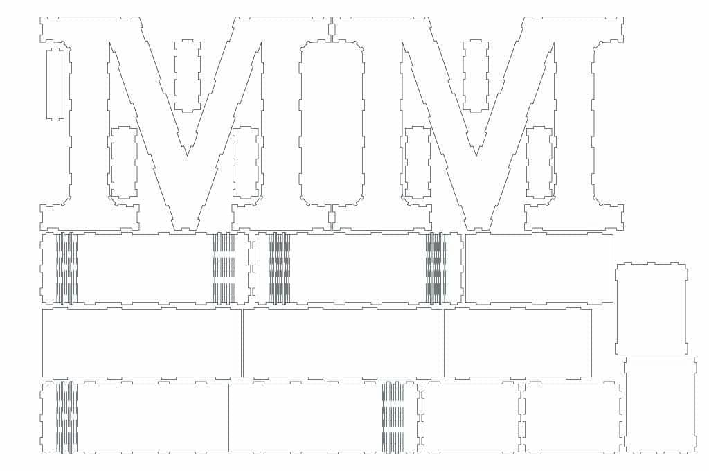 Caja letra M — vector para corte CNC