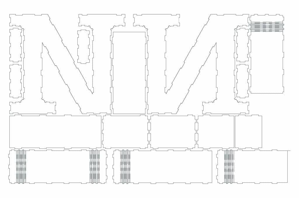 Caja letra N — vector para corte CNC