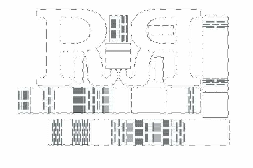 Letra caja R — vector para corte CNC