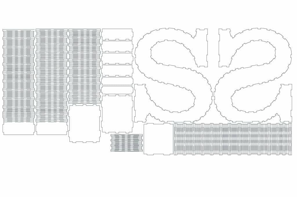 Caja letra S — vector para corte CNC