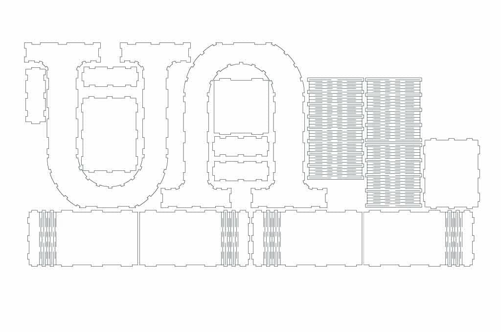 Caja letra U — vector para corte CNC