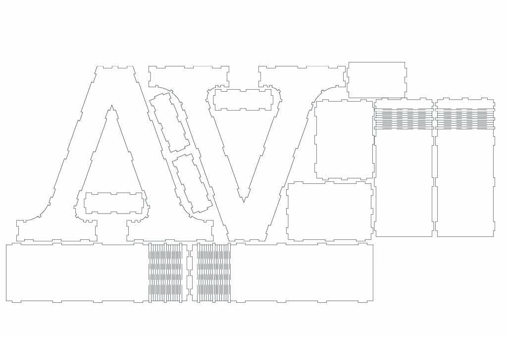 Caja letra V — vector para corte CNC