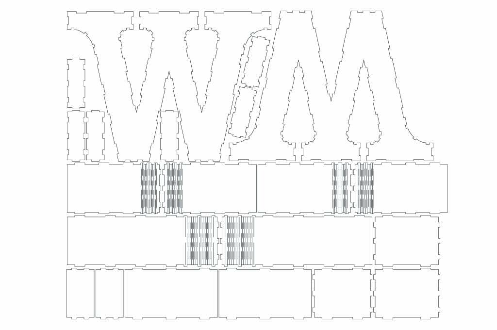 Caja letra W — vector para corte CNC