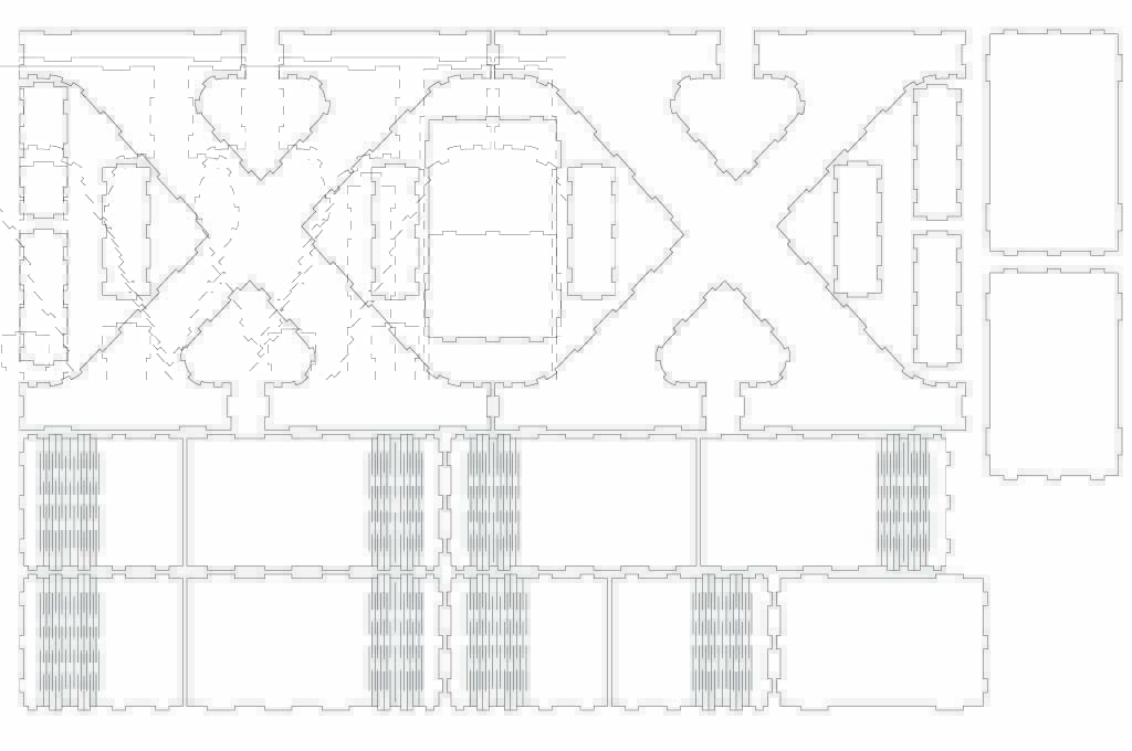 Caja letra X — vector para corte CNC
