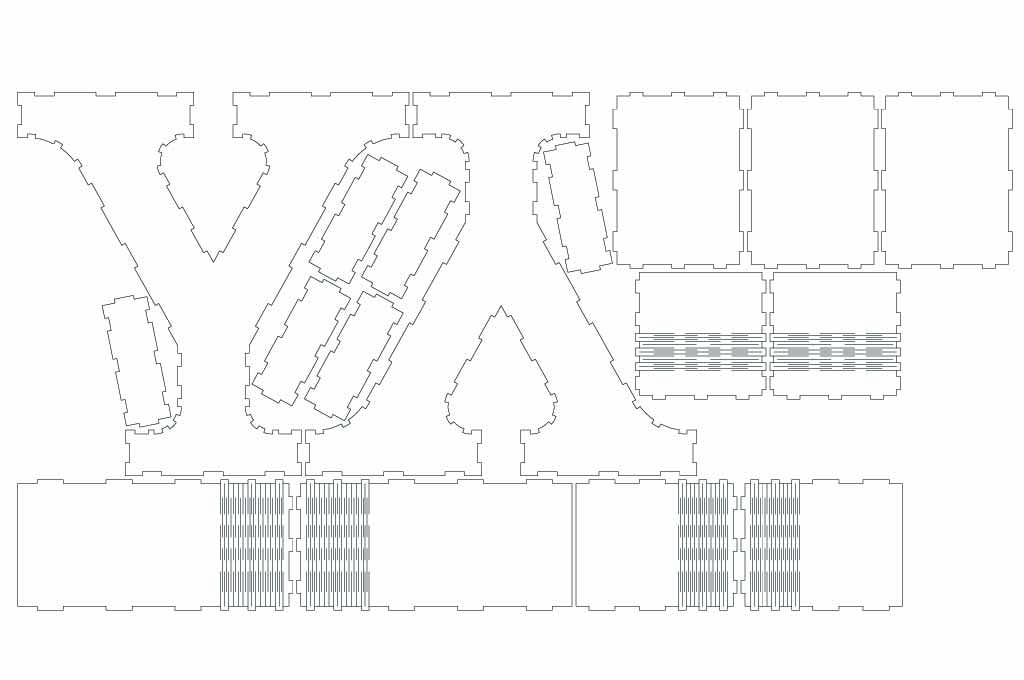 Caja letra Y — vector para corte CNC