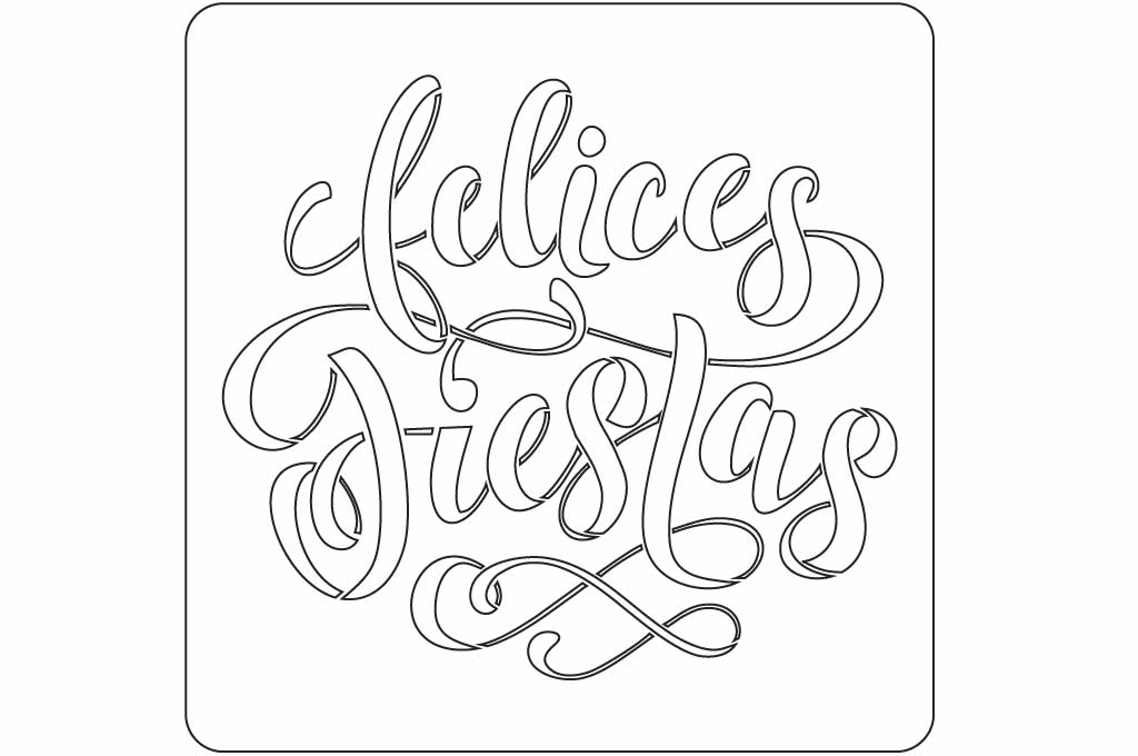 vector descargable para reproducir el diseño de un stencil con la frase Felices Fiestas.  Utiliza tu máquina de corte CNC