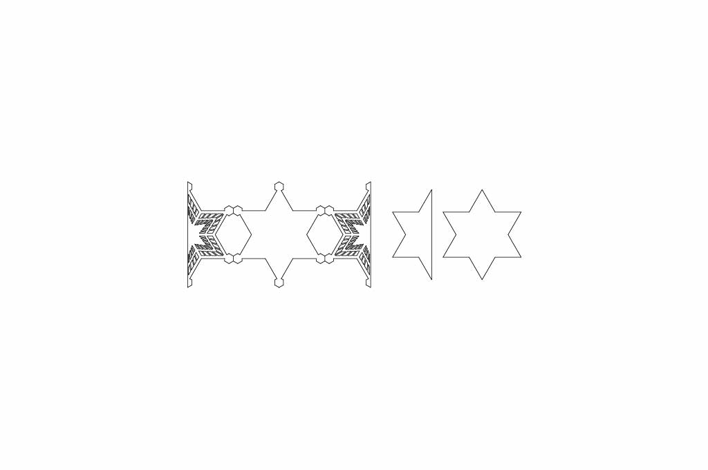 vector descargable para reproducir el diseño de una tarjeta en forma de estrella.  Utiliza tu máquina de corte CNC para la realización de este proyecto.