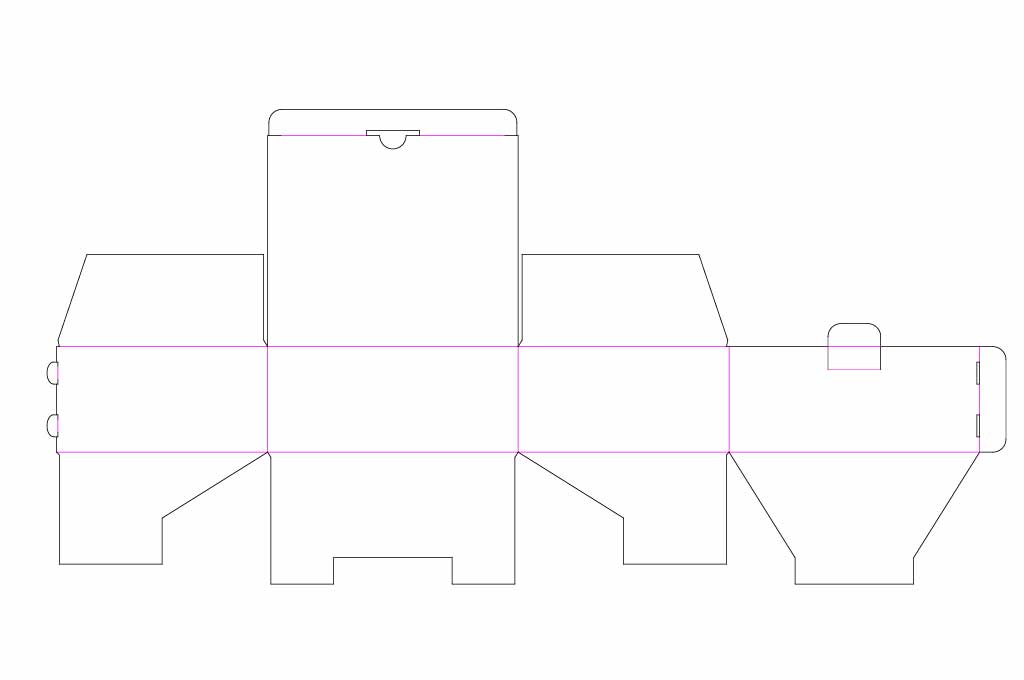 vector descargable para reproducir el diseño de una caja de tamaño 80x190x160mm.  Utiliza tu máquina de corte CNC