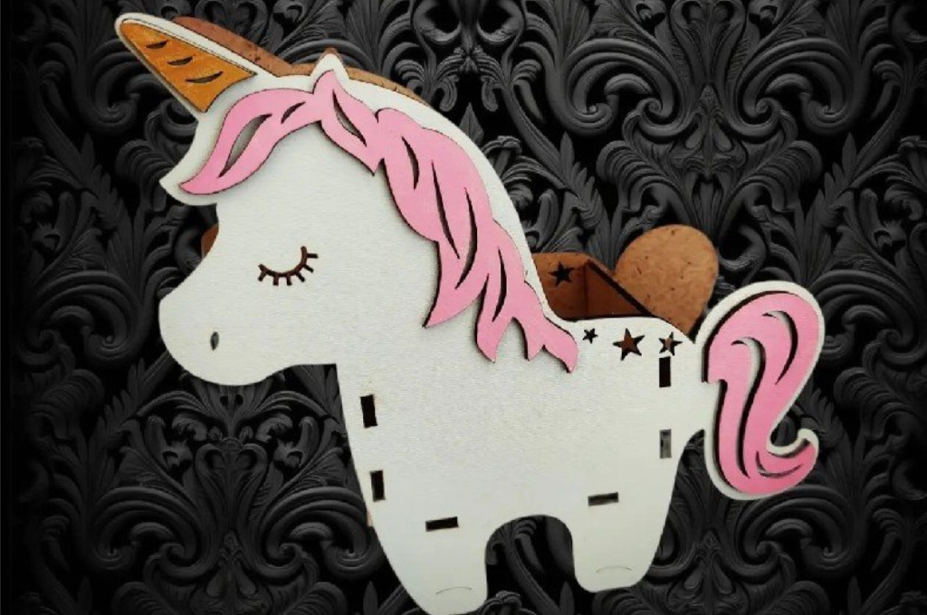 Portalápices unicornio — vector para corte CNC