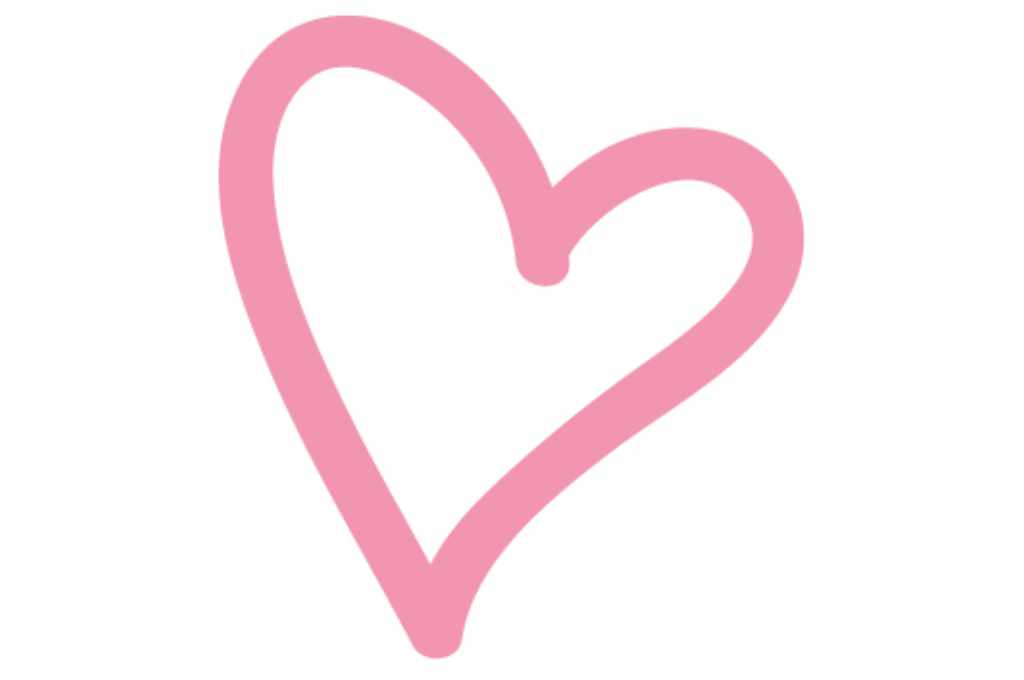 vector descargable para reproducir el diseño de un corazón asimétrico rosa.  Utiliza tu máquina de corte CNC