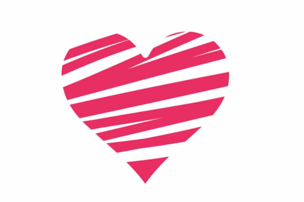 vector descargable para reproducir el diseño de un corazón rayado.  Utiliza tu máquina de corte CNC