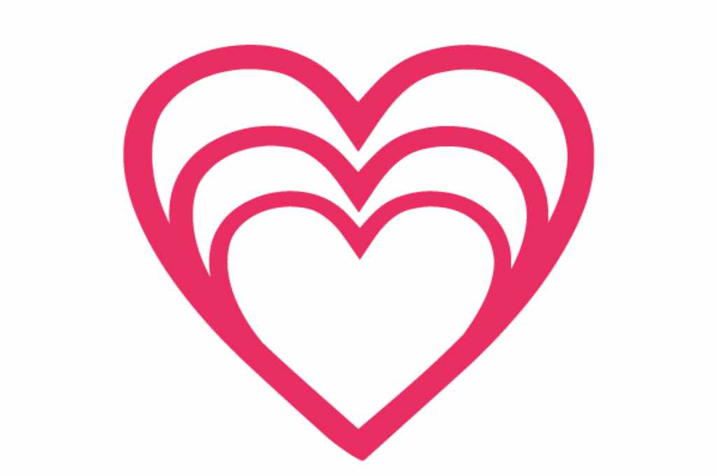 vector descargable para reproducir el diseño de unos corazones anidados.    Utiliza tu máquina de corte CNC