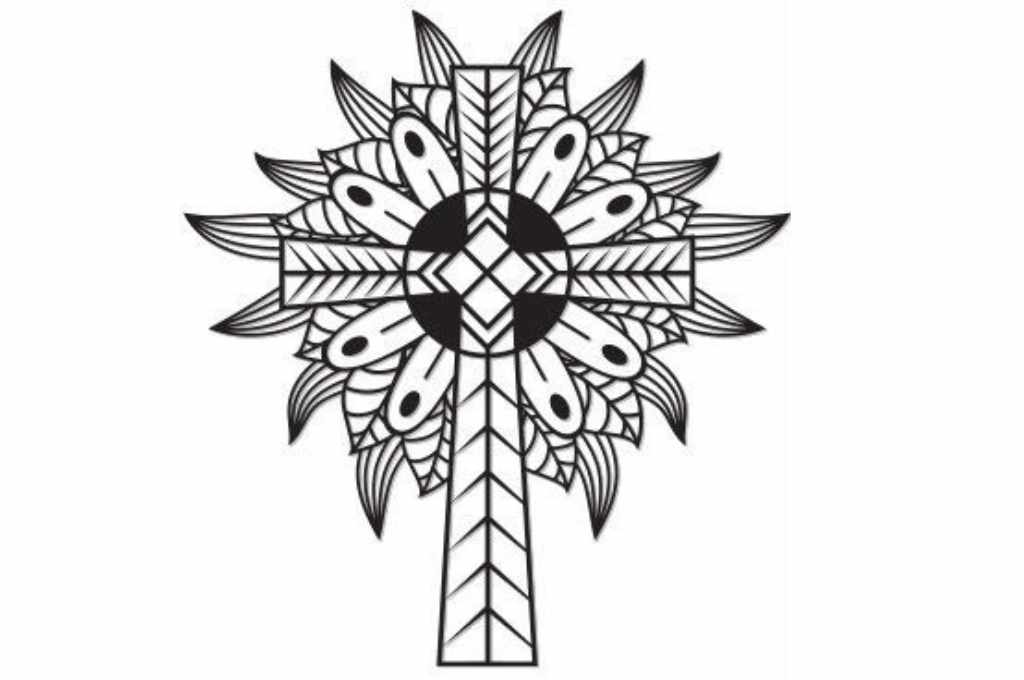Cruz floral 1 — vector para corte CNC