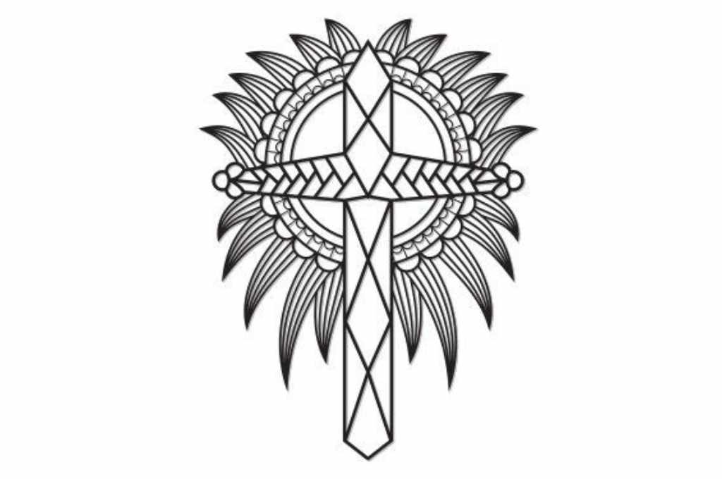 Cruz floral 2 — vector para corte CNC