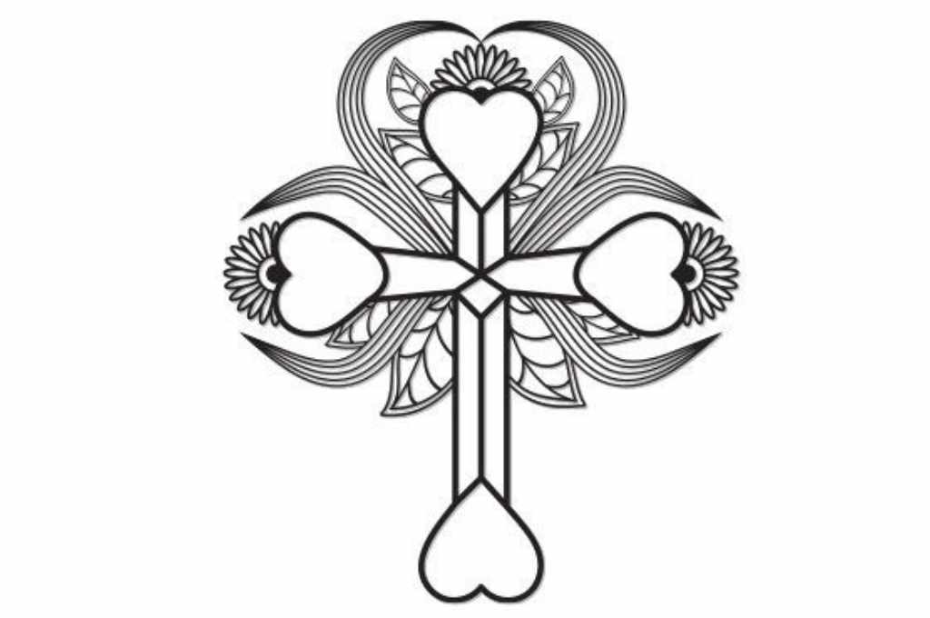 vector descargable para reproducir el diseño de una cruz floral.  Utiliza tu máquina de corte CNC para la realización de este proyecto.