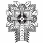 vector descargable para reproducir el diseño de una cruz floral.   Utiliza tu máquina de corte CNC