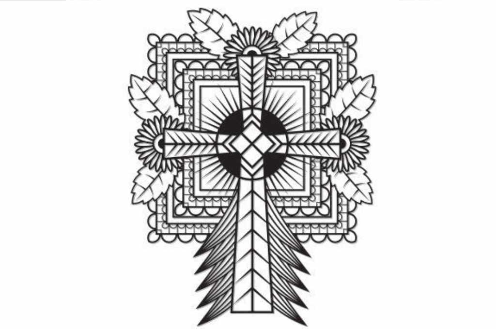 Cruz floral 4 — vector para corte CNC