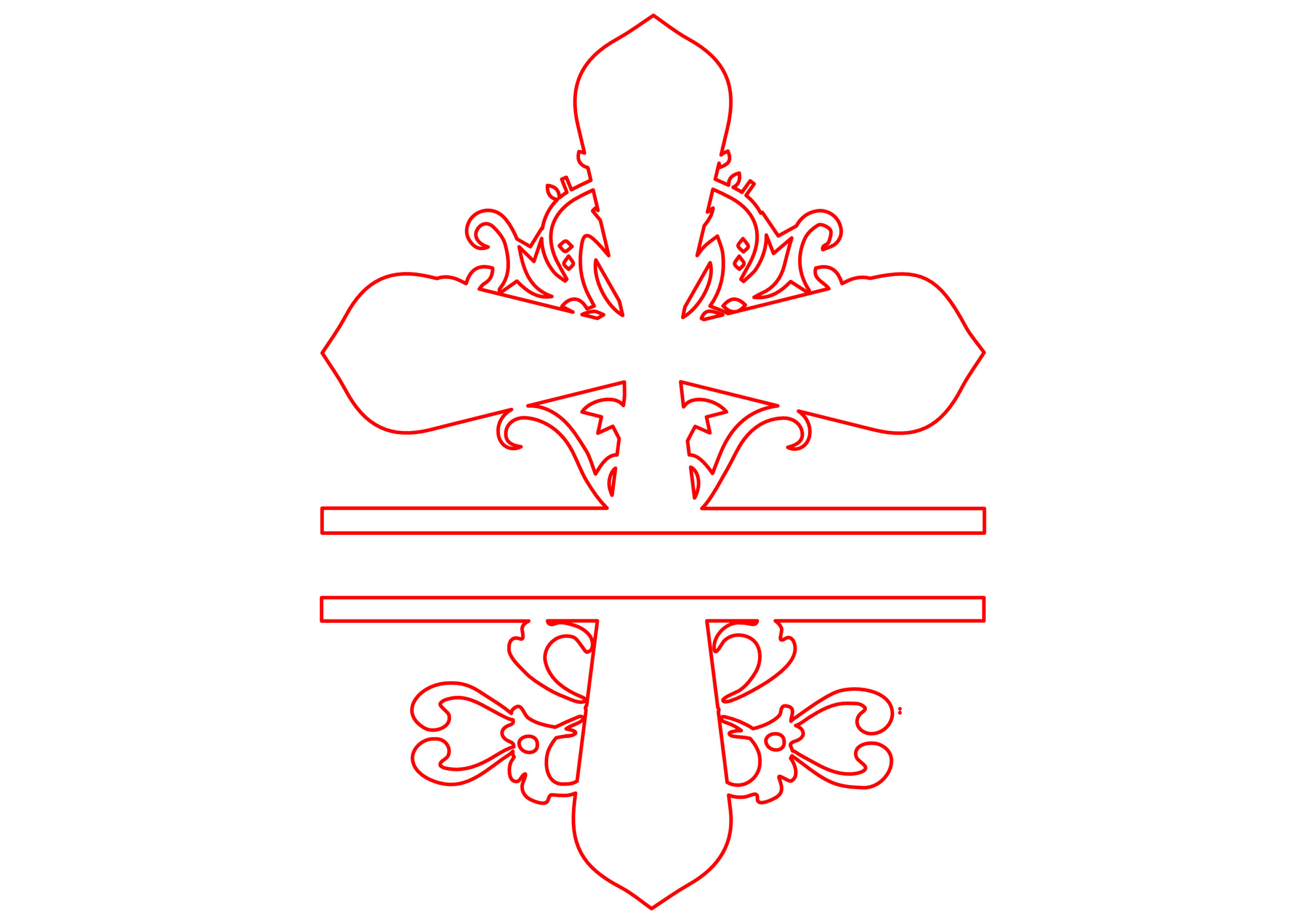 vector descargable para reproducir el diseño de una cruz floral.  Utiliza tu máquina de corte CNC