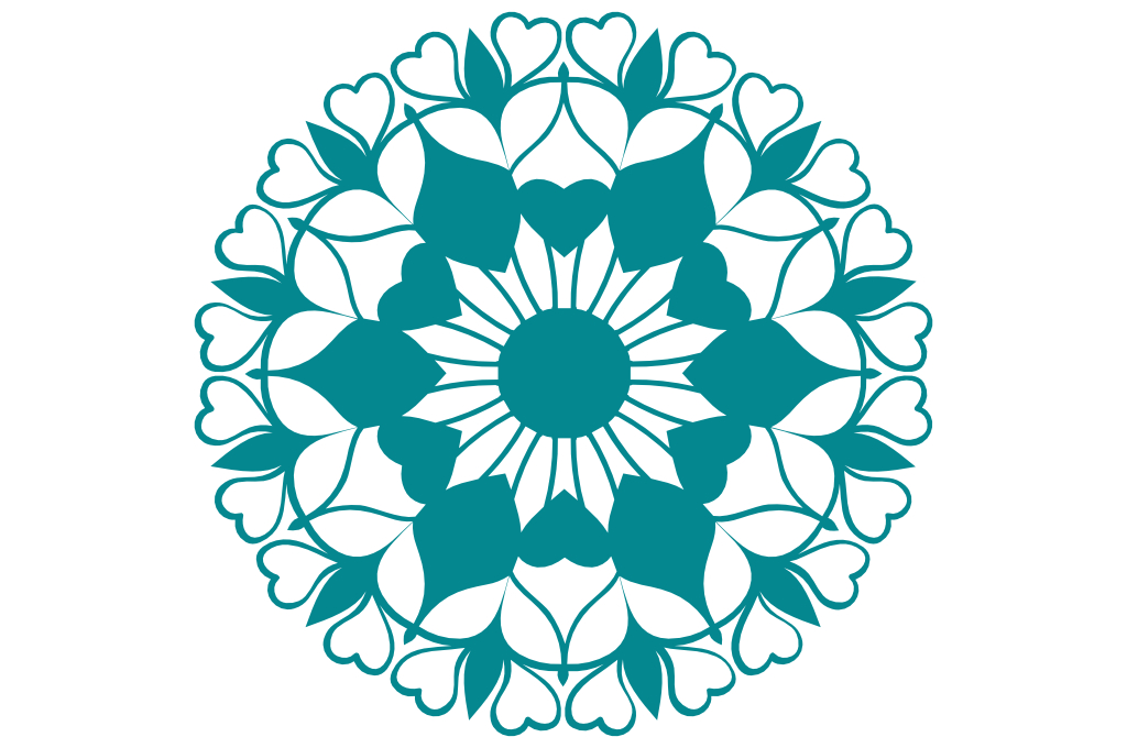 vector descargable para reproducir el diseño de un mandala de corazones.   Utiliza tu máquina de corte CNC