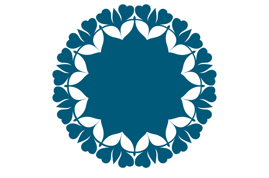 vector descargable para reproducir el diseño de un mandala de corazones rellenos.  Utiliza tu máquina de corte CNC