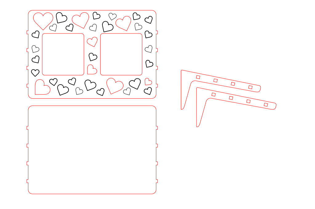 vector descargable para reproducir el diseño de un marco de corazones de 3mm.  Utiliza tu máquina de corte CNC