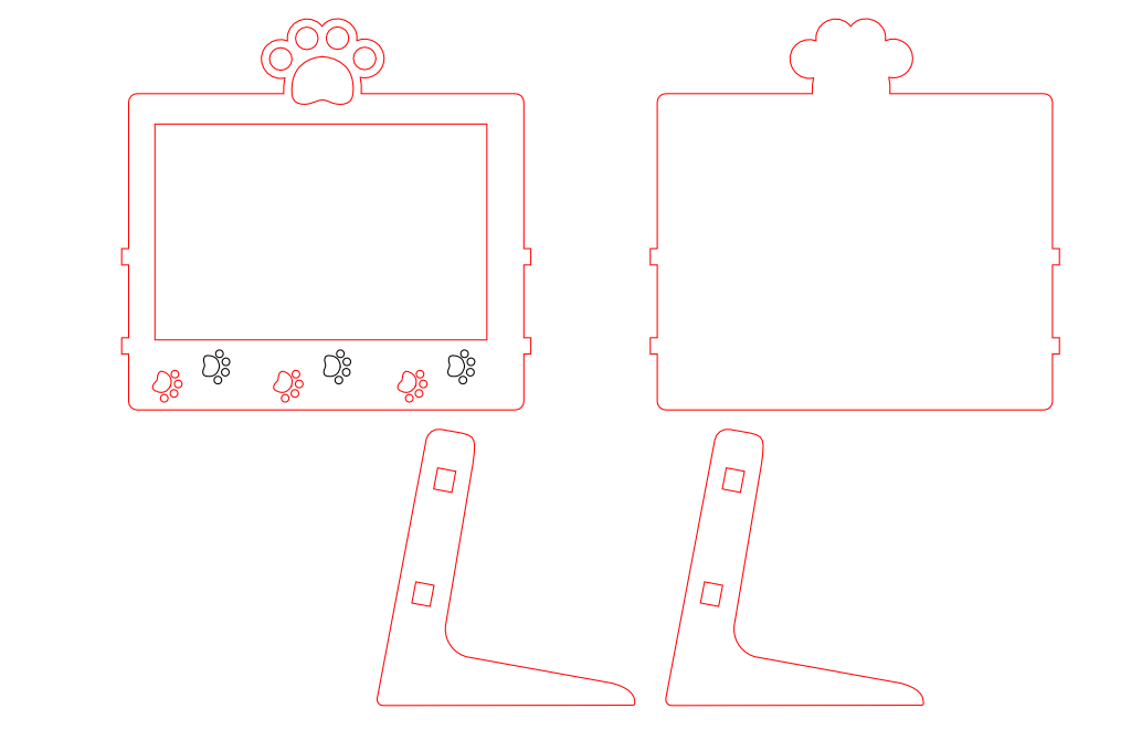 vector descargable para reproducir el diseño de un marco huella de perro 3mm.  Utiliza tu máquina de corte CNC